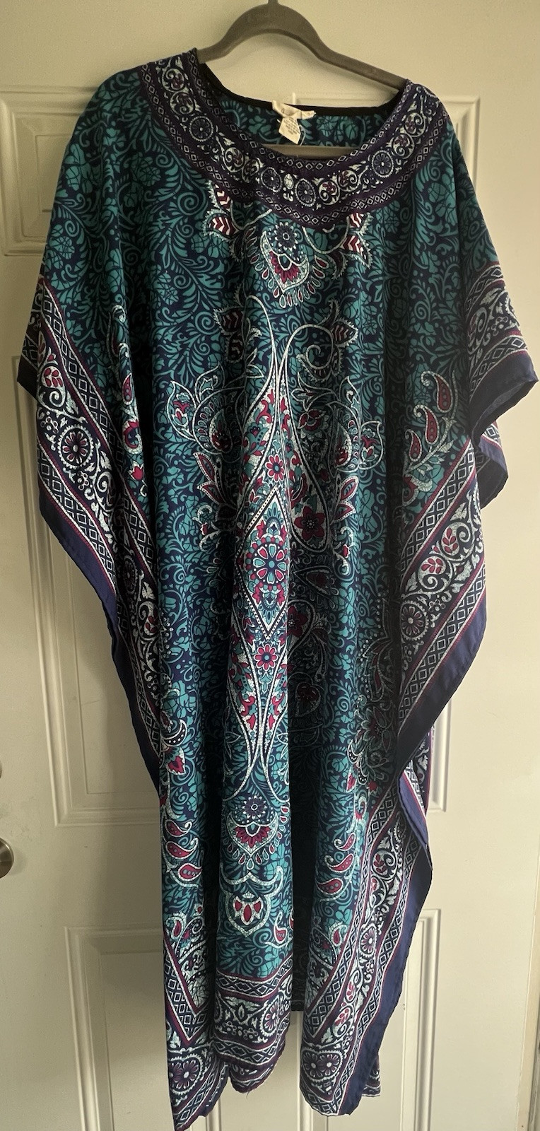 Gypsie Blu Kaftan One Size Maxi Teal/navy/magenta Women’s