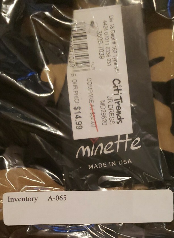 Minette CitiTrends JR Dress Mini Camo ( made in the USA) NWT