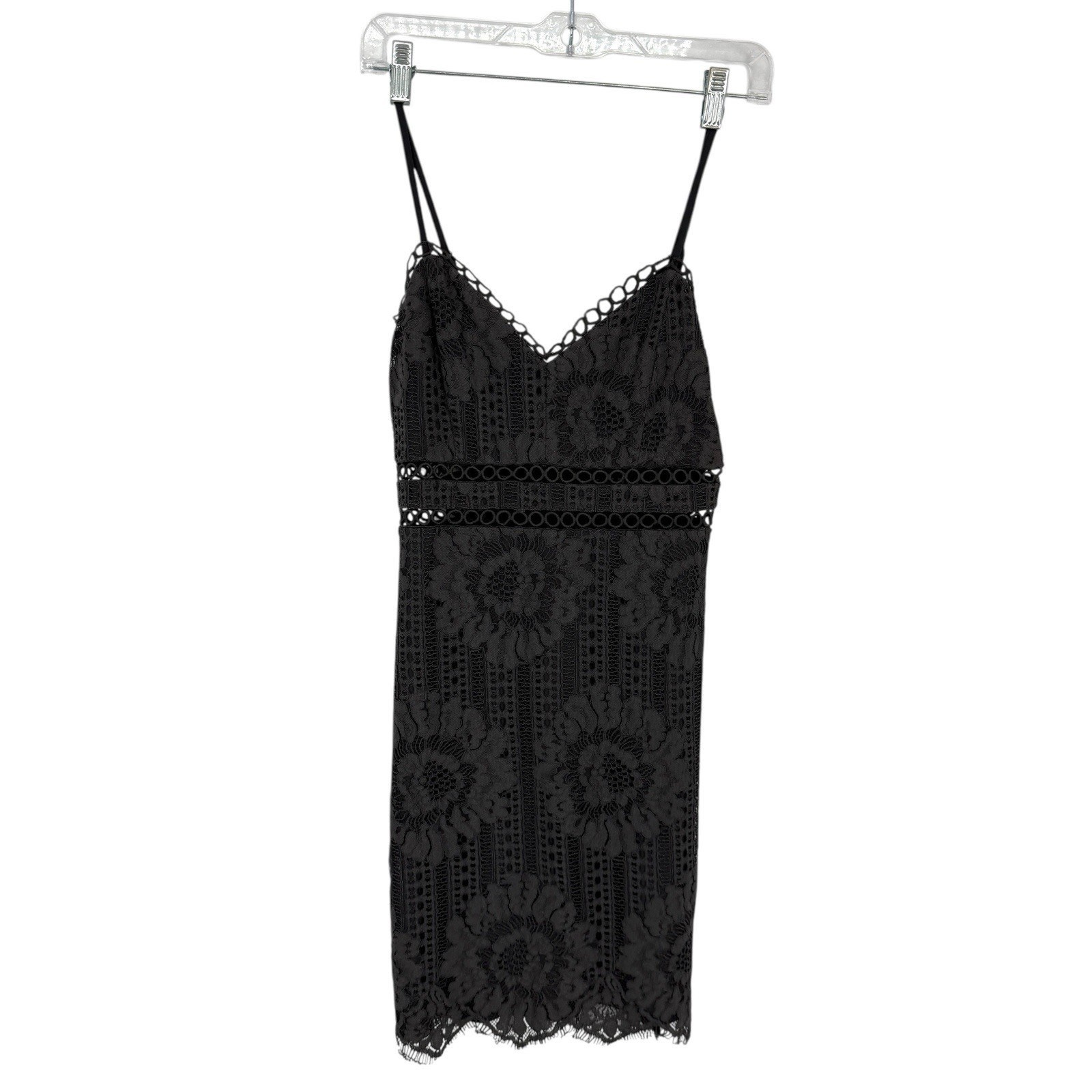 Storia Spaghetti Strap Lace Sheath Mini Dress size Small Dark Gray NWT