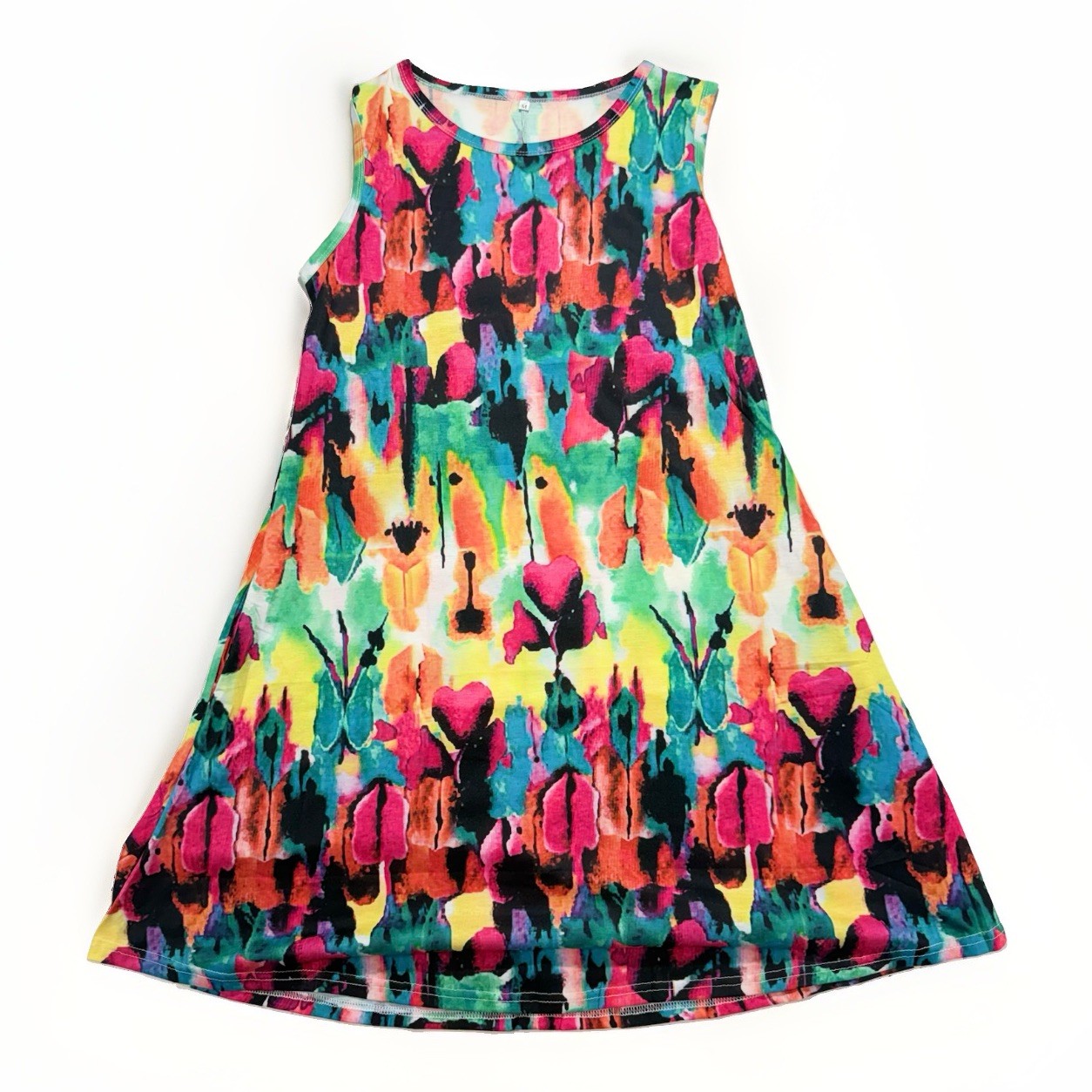 Unbranded Colorful Abstract Butterfly Graphic Tank Dress Medium M