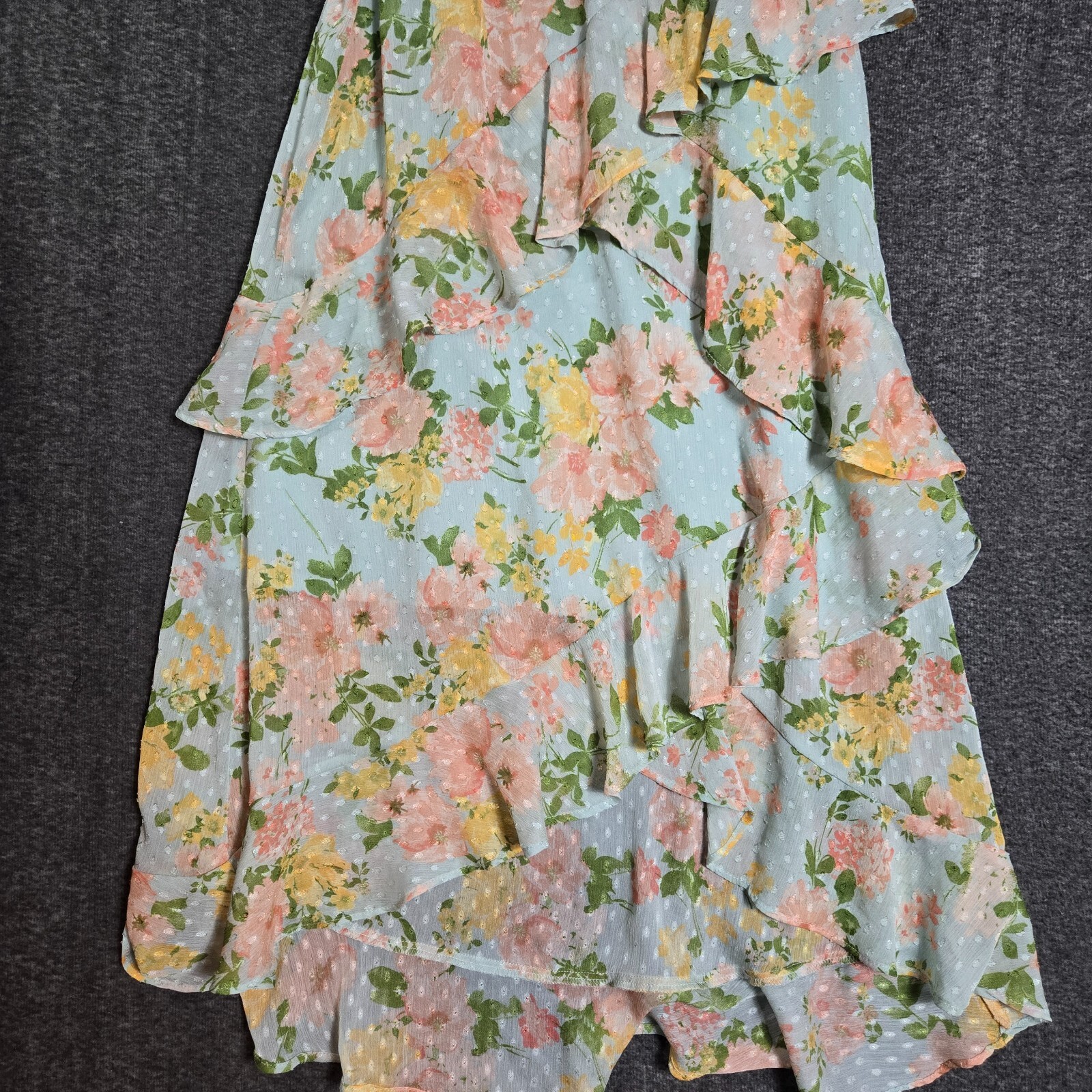 Women’s By The River Ruffle Tiered Floral Print Midi Dress Sz Small