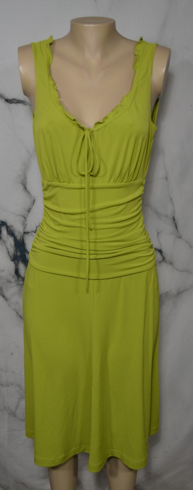 SHAPE FX NEW NWT Bright Green Sleeveless Dress Small Ruched Waist Shapewear