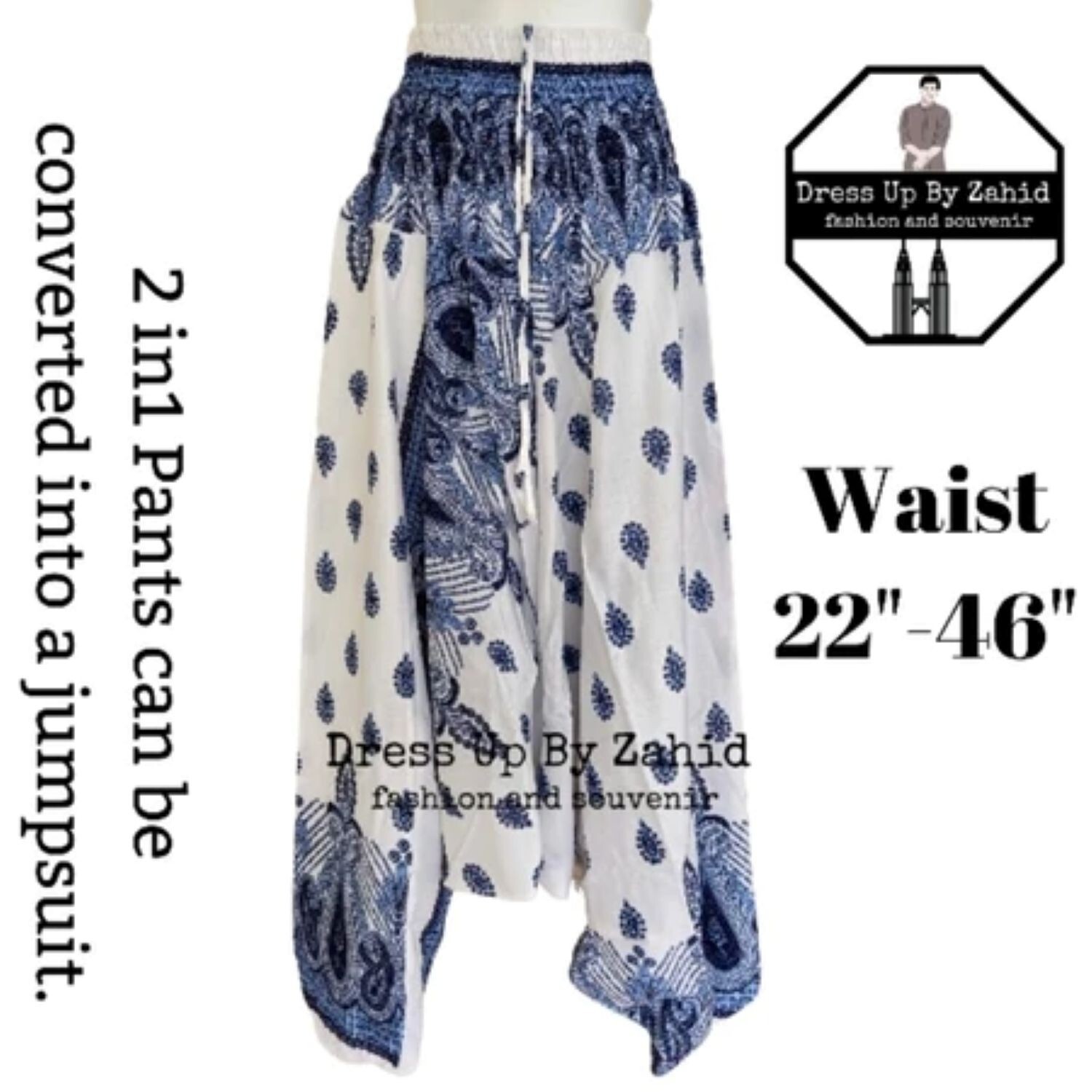 Magical Low Cut Aladdin Pants can be converted into a jumpsuit. Get 3 pieces