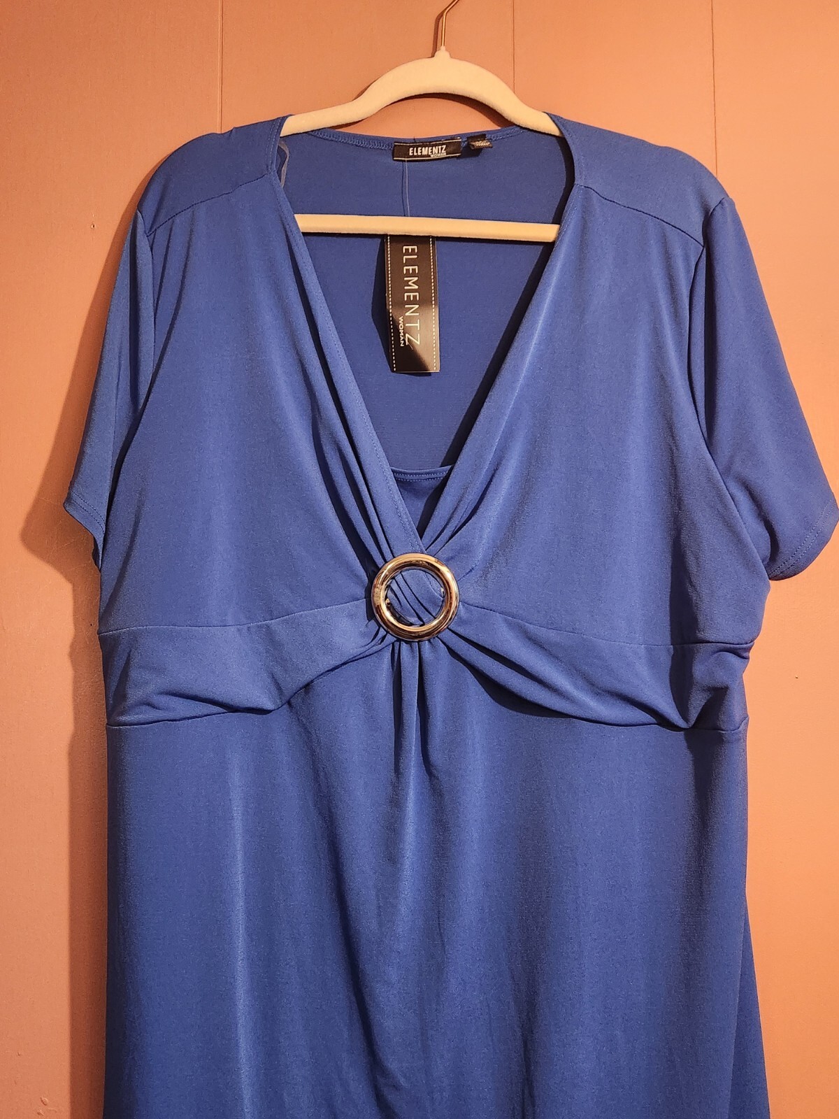 NWT Elementz Women’s Size 3X Royal Blue Empire Waist Flowing Dress