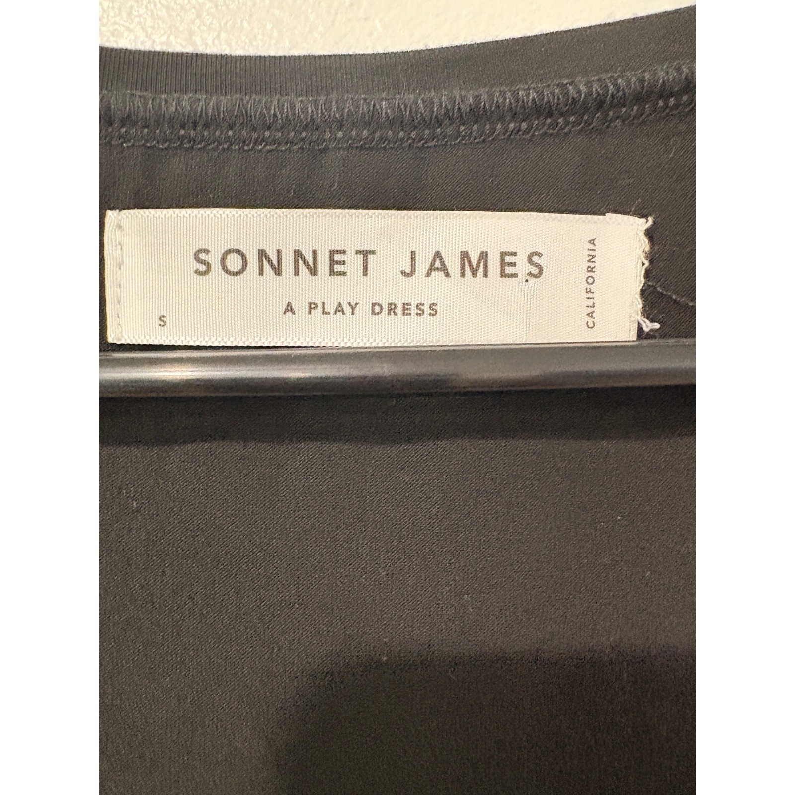 Sonnet James Black Scoop Neck Play Dress Elbow Sleeve Midi Small Womens