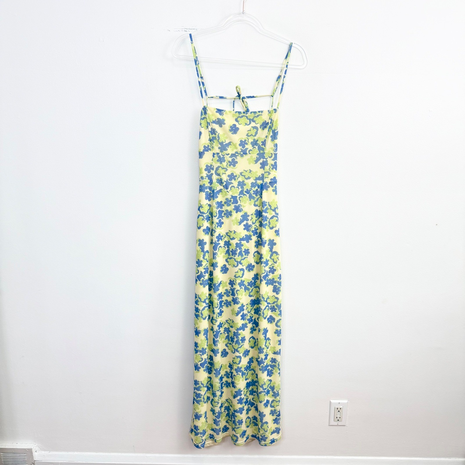 SABO Murano Tranquillo Green Floral Maxi Dress Open Back Tie NWT US 6