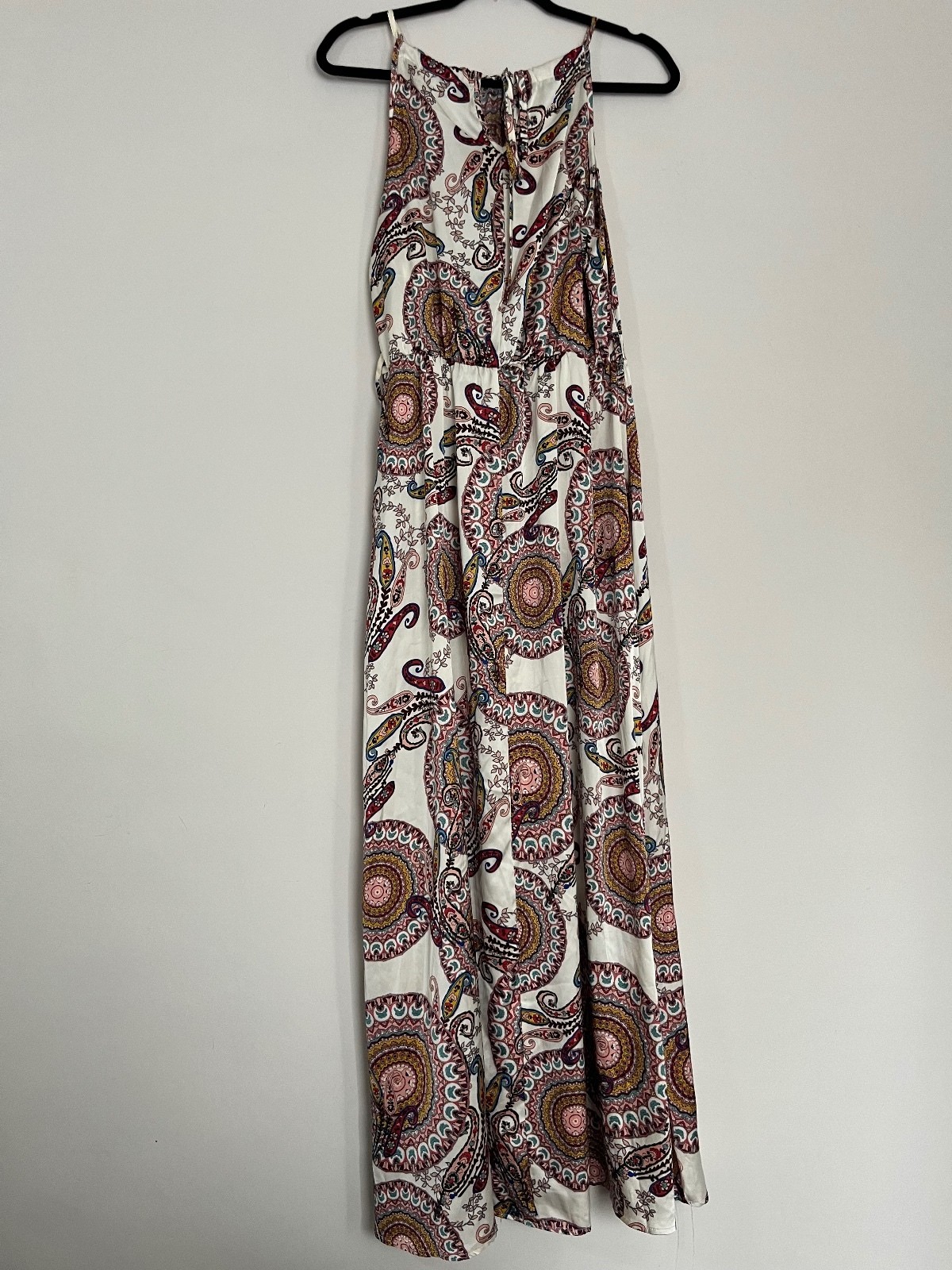 Apricot Cream Paisley Halterneck Smock Maxi Dress – Size 14