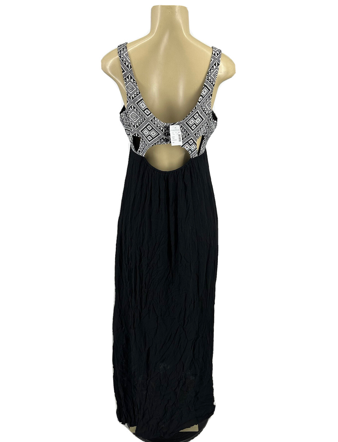 NEW Maurices Womens Size 5/6 Black/White Sleeveless Maxi Dress Cut Out Back ED9