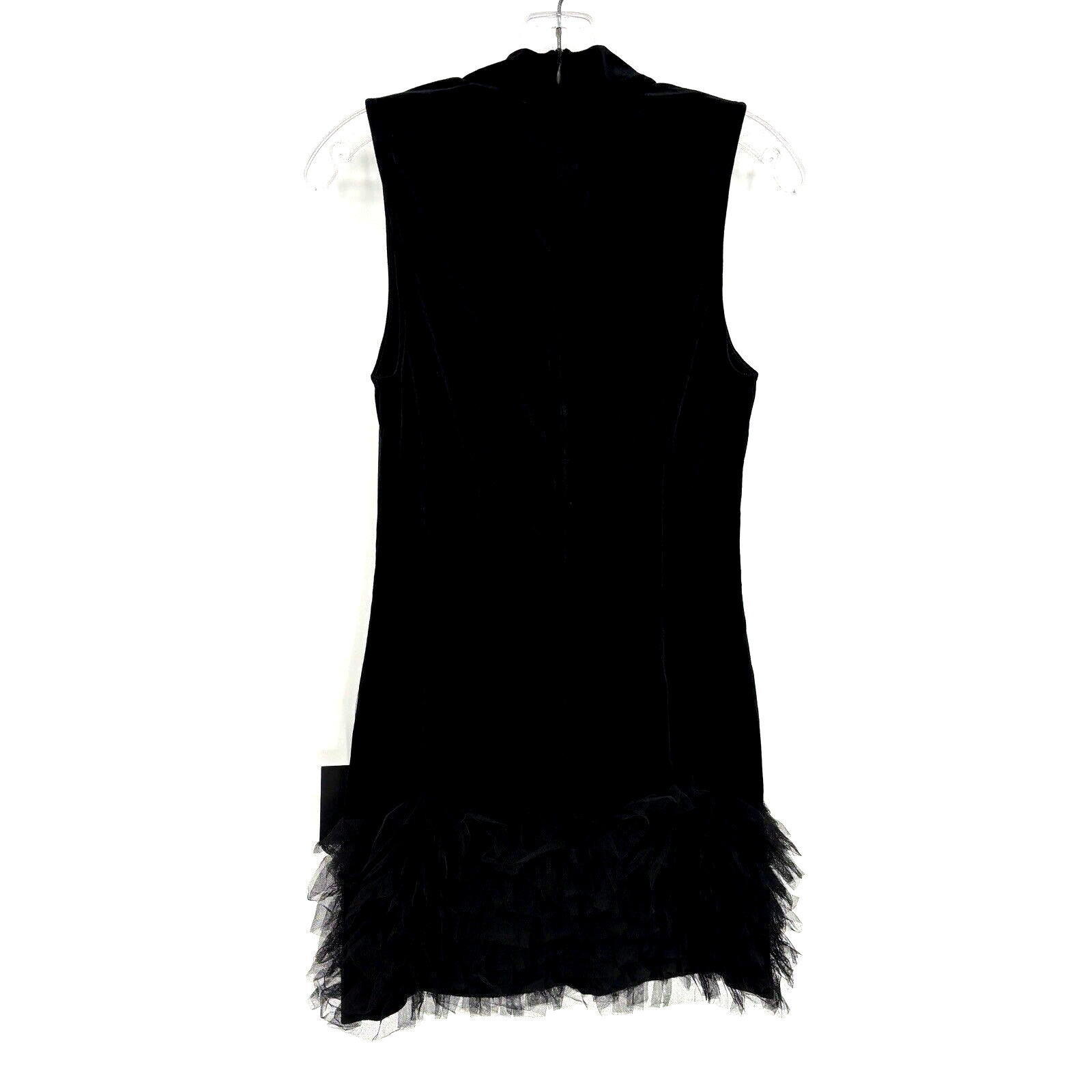NWT Lulus Lavish Objective Black Velvet Mock Neck Ruffled Mini Dress Size M