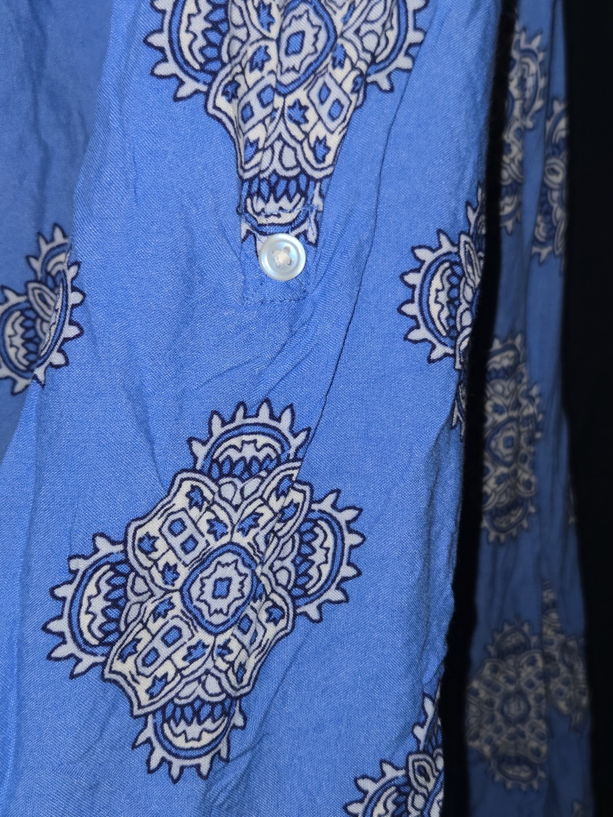Red Camel Plus Midi Dress SZ 3X Blue Paisley Heirloom Boho Long Sleeve Dress