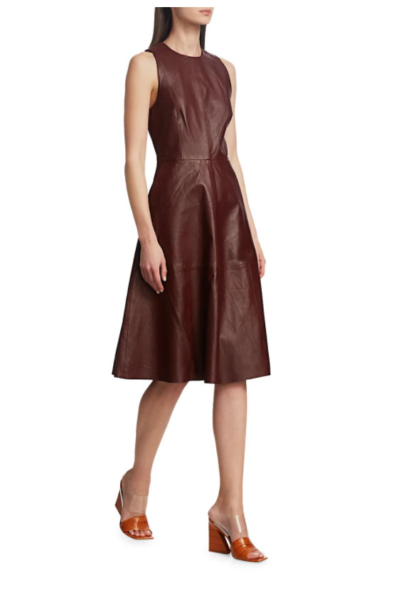 NEW Remain Birger Christensen Portia Leather Dress in Maroon SZ 6 $447 #D3775