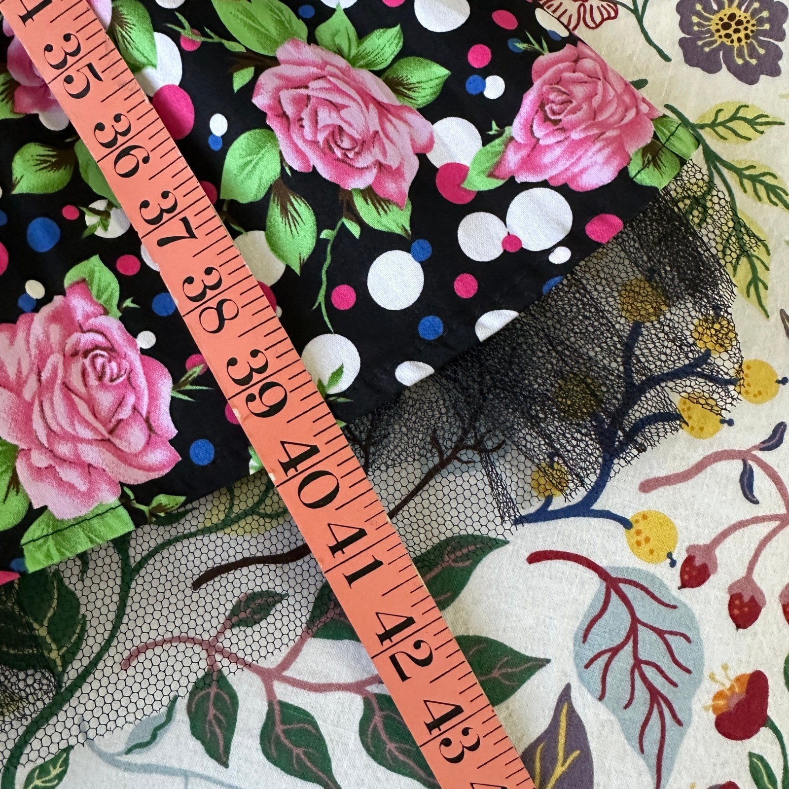 Hearts & Roses Fit & Flare Dress Size 12 Black Floral Polka Dot Rockabilly Tulle