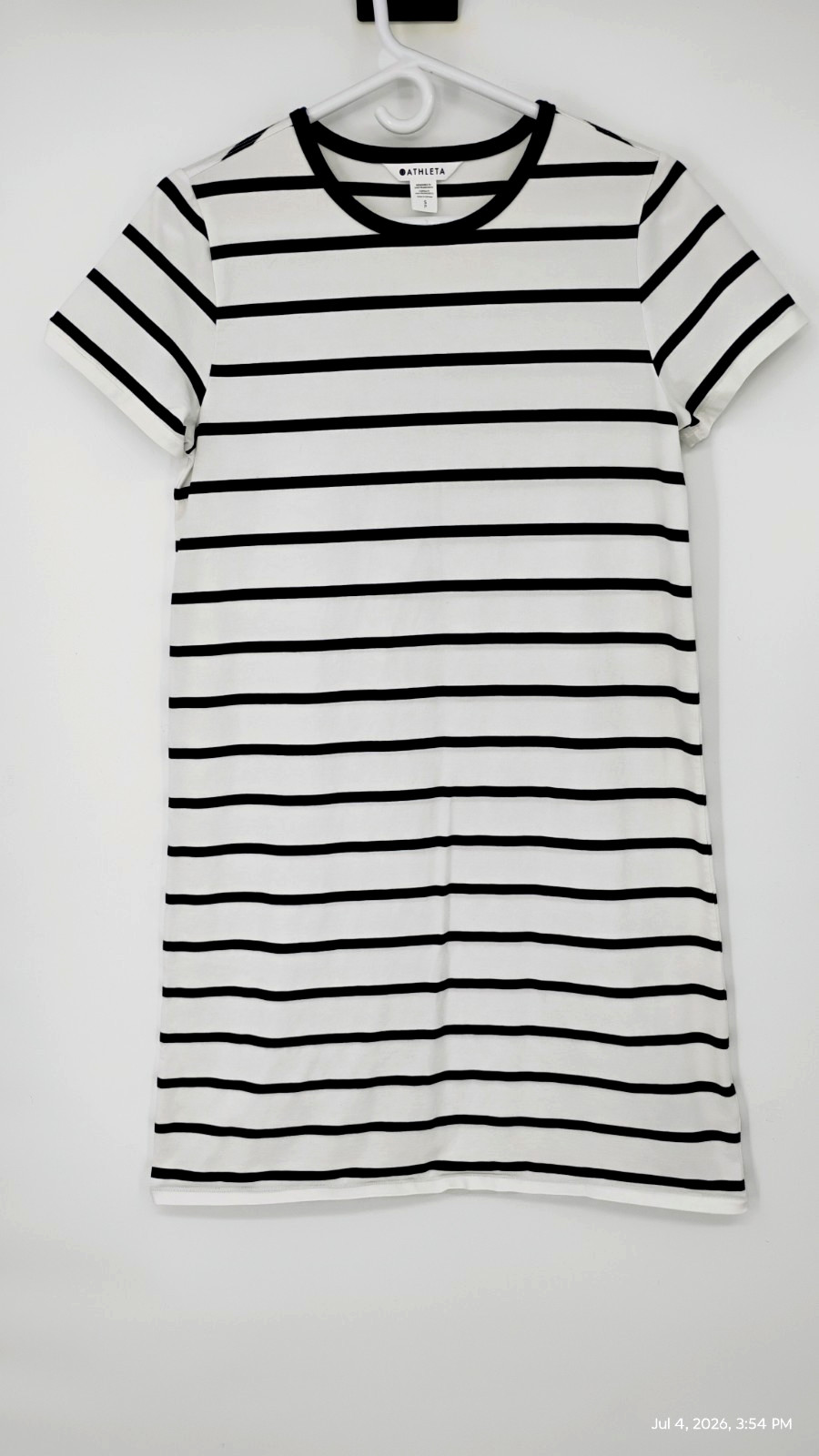 NEW Athleta Essential Tee Dress Winona Navy Stripe Stretch Size Small