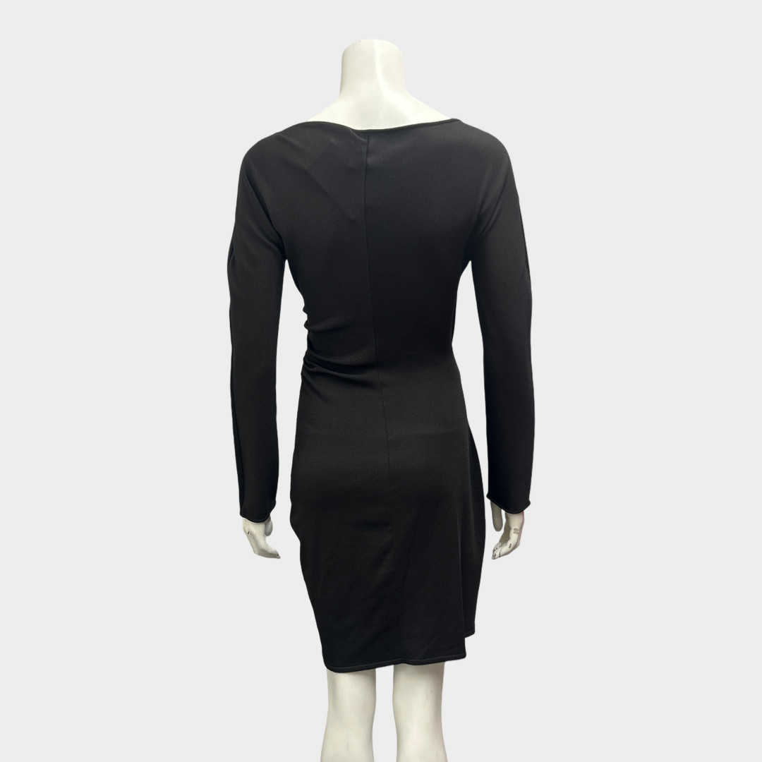 Bottega Veneta Dark Brown Wrap Knit Mini Dress, Size UK8