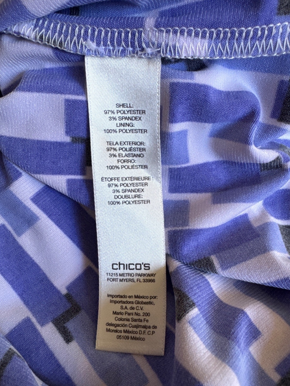 Chico’s Size 3 = XL/16 Geometric Print Wave Raine Dress Stretch All-Season Plus