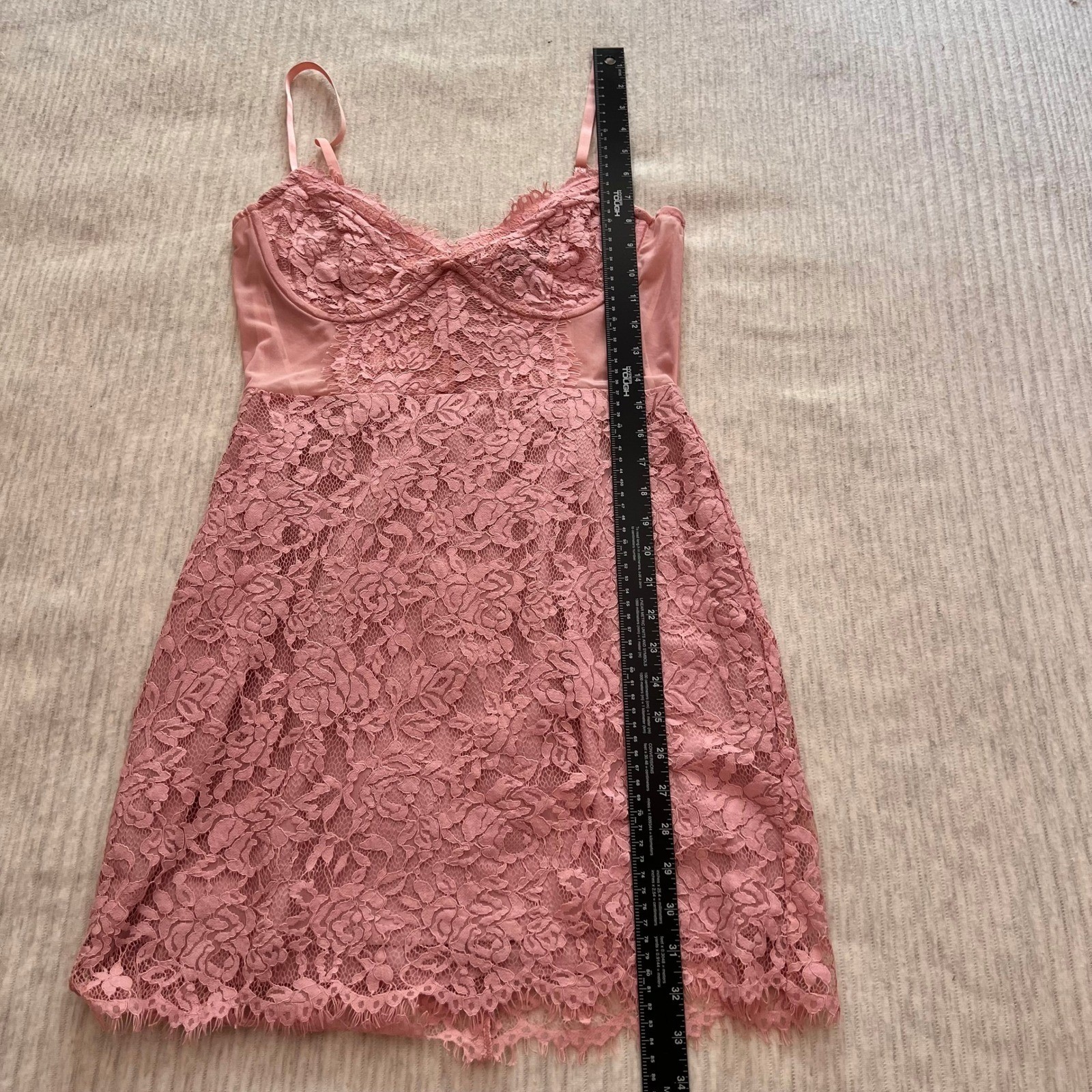 Forever 21 Pink Lace Bustier Mini Dress Adjustable Straps Feminine Sexy Womens L
