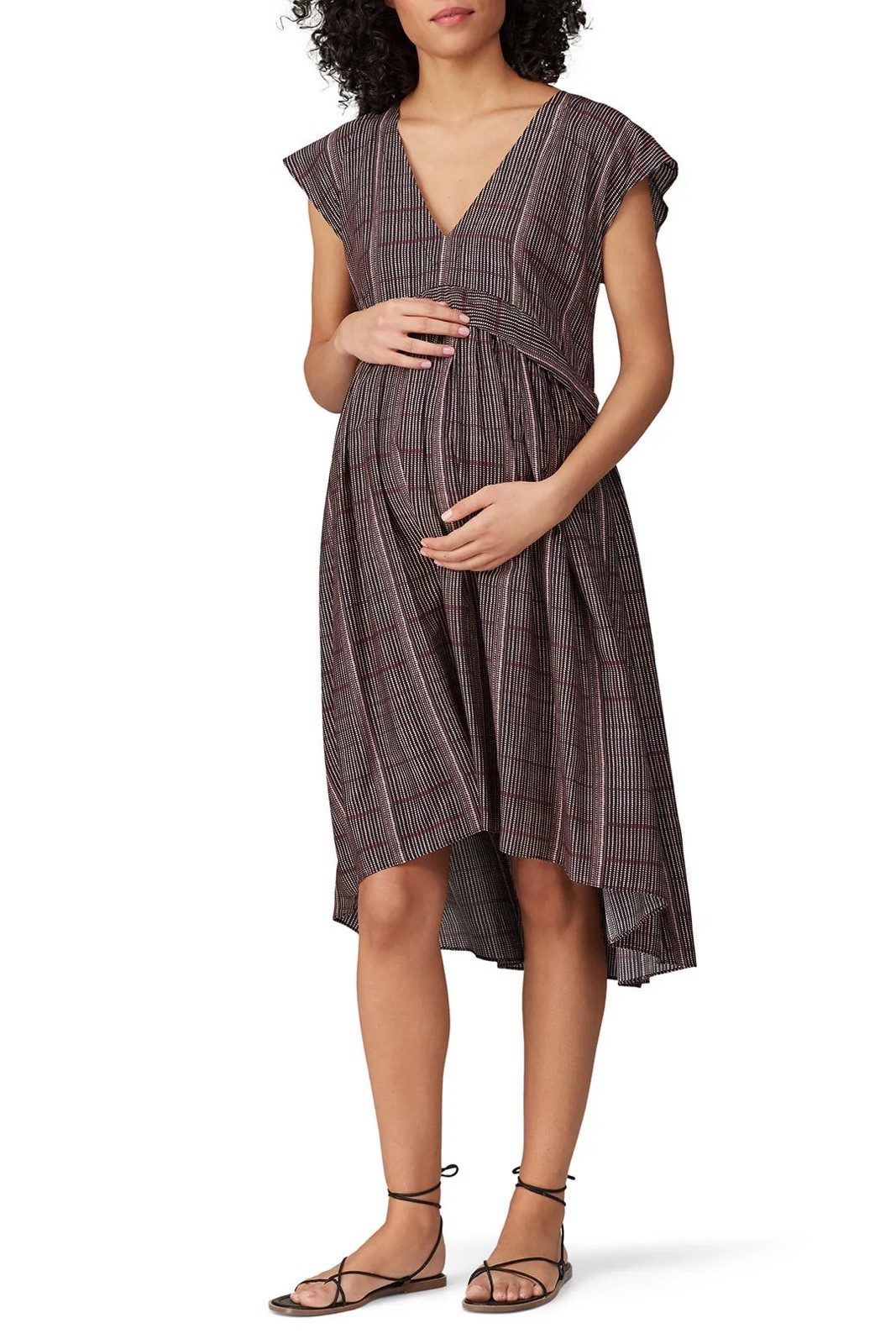 Hatch Maternity Women’s THE PAULINA DRESS Black/Pink Rayon/Silk $258 NEW