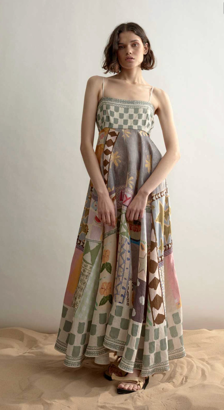 Alemais x Ella Gale Sundress Size 14 Maxi Pattern Designer Resortwear