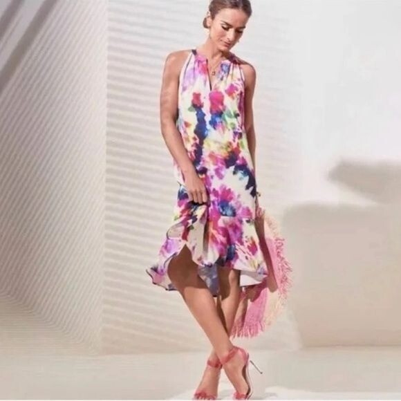 Cabi Womens Small Multicolor Tie-Dye Halter Sun Dress