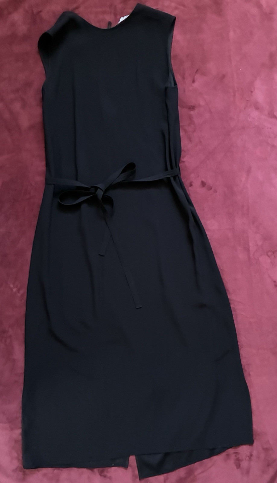 Helmut Lang Black Midi Wrap Dress Side Slits Sleeveless XS