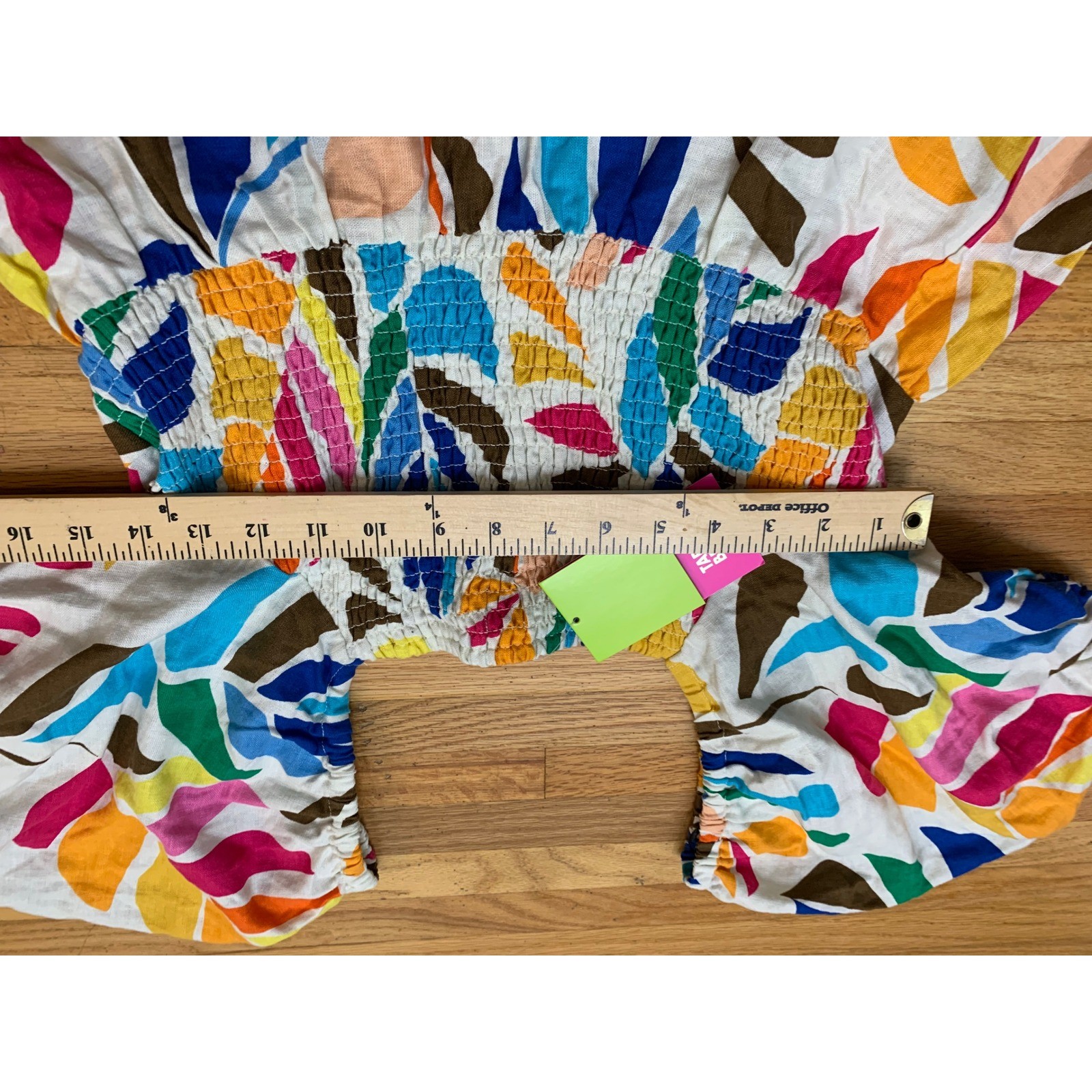 Tabitha Brown for Target Multi-Color Tropical Leaf Puff Sleeve Midi Dress M NEW