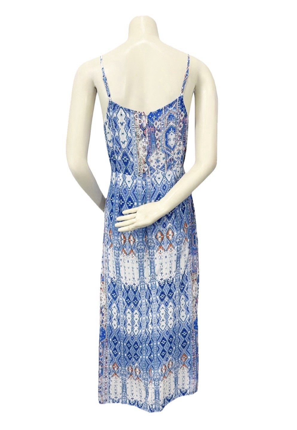 Luxxel High Low Romper Dress Medium Blue Boho Lace Up Maxi Overlay Festival M