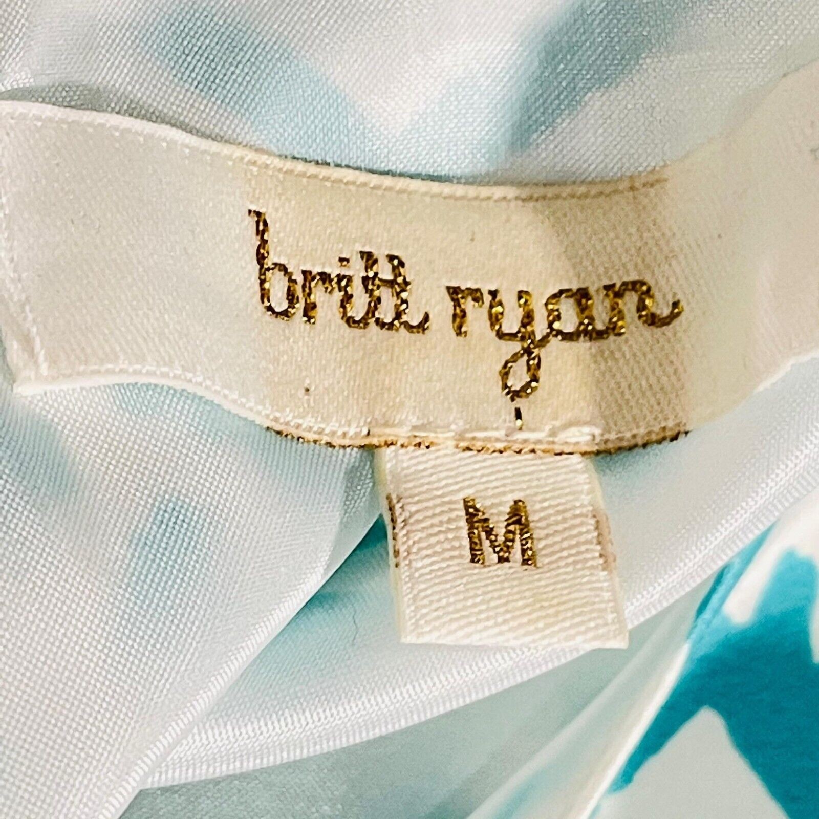 Britt Ryan Teal White Silk Sleeveless Dress Size Medium