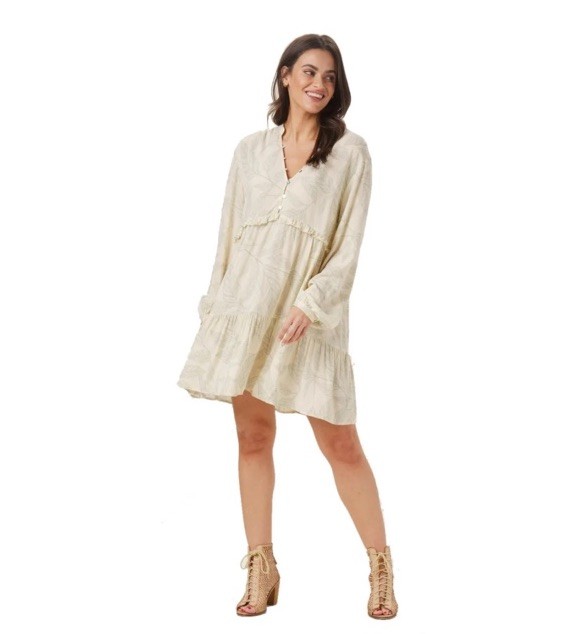 The Normal Brand Alexis Tiered Peasant Dress In Palm Desert Print Women’s Small