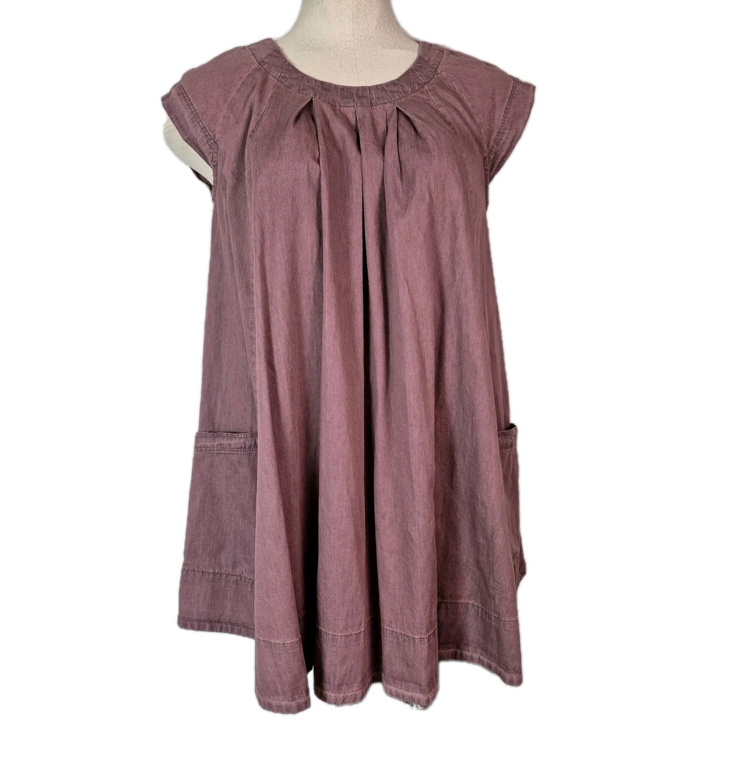 Easel Los Angeles Boho Boutique Mini Swing Dress Tunic W/Pockets Plum Size Med