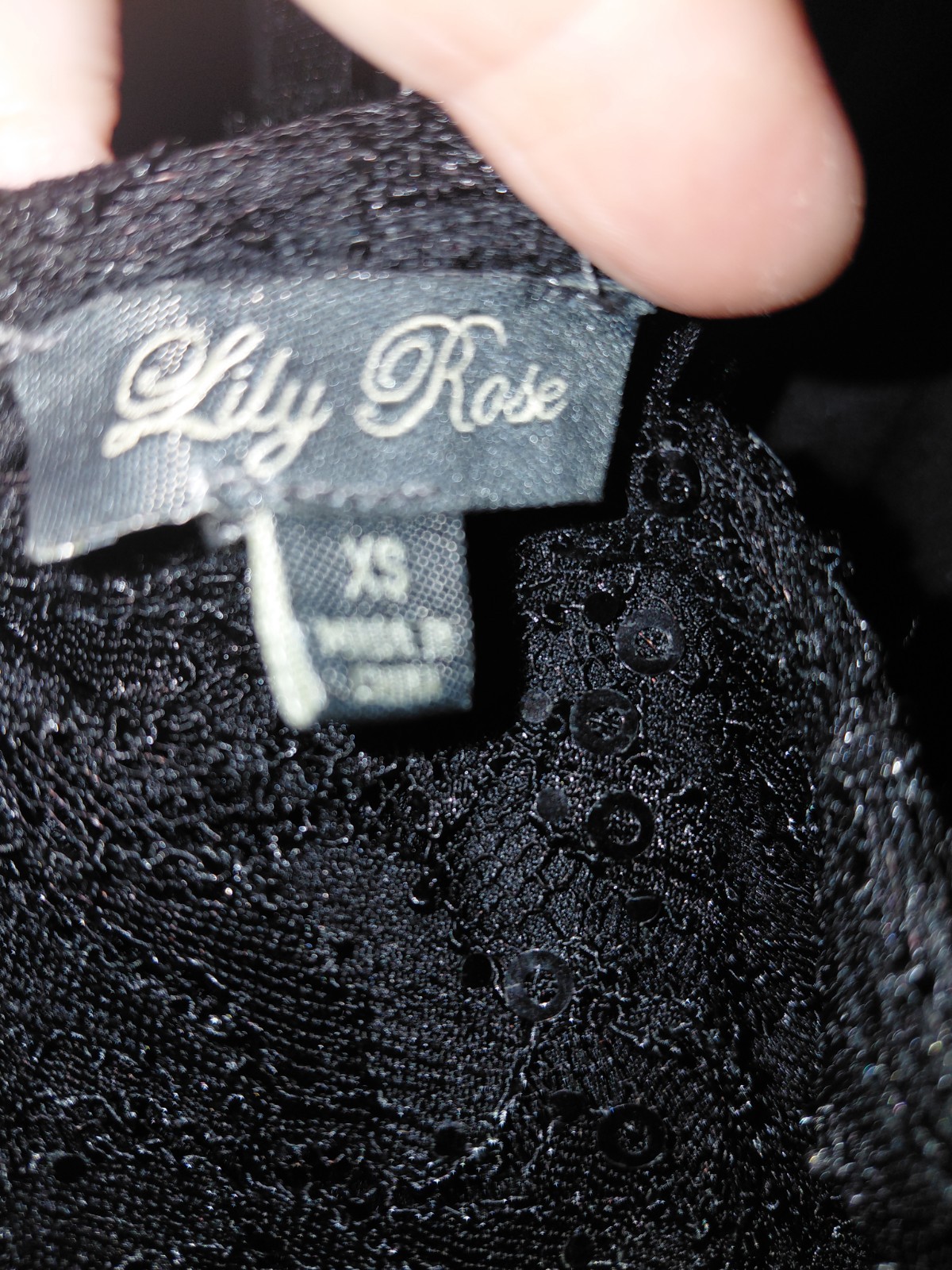 Lily Rose Formal Dress Sequins XS Womens Black Long In Back Short Front