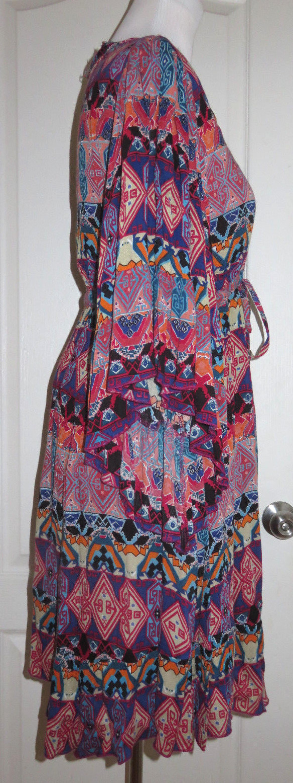 KLOZLYNE Multi Color Red Black Blue Orange BoHo Gypsy Style Dress Size Medium
