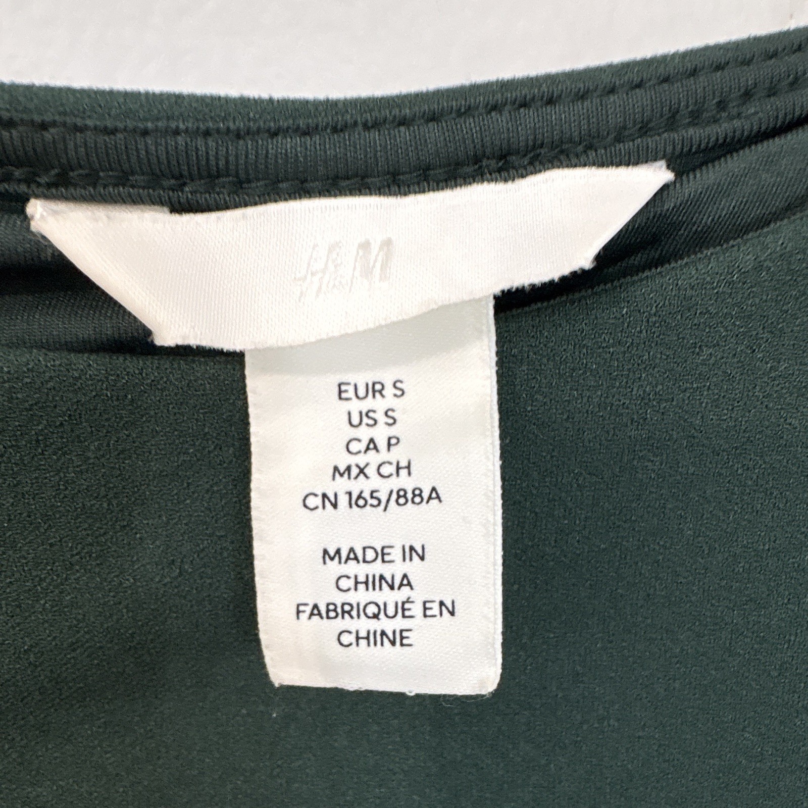 H&M Women’s Green Solid Bodycon Short Dress Crew Neck Long Sleeve Size S