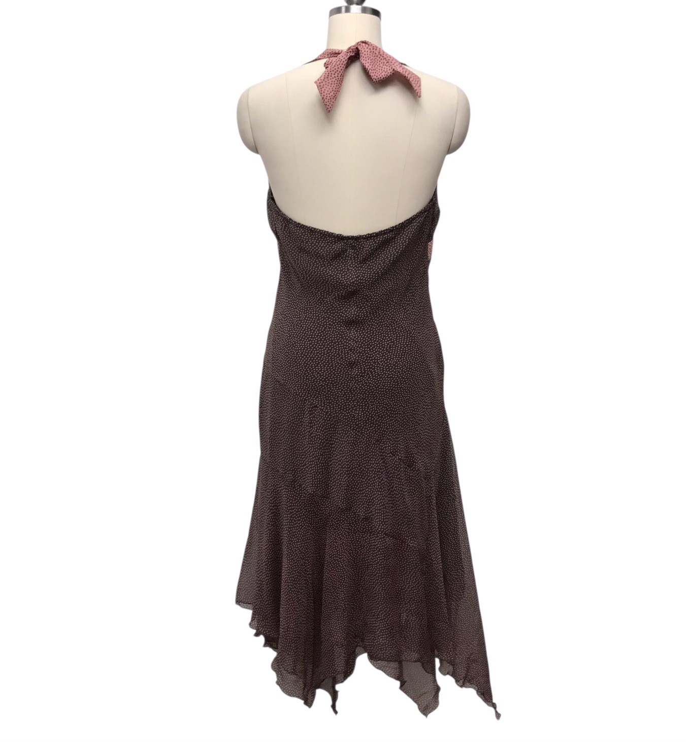 VTG 90’s Y2K Jonathan Martin Polka Dot Babydoll Dress Asymmetric Brown Sz 10
