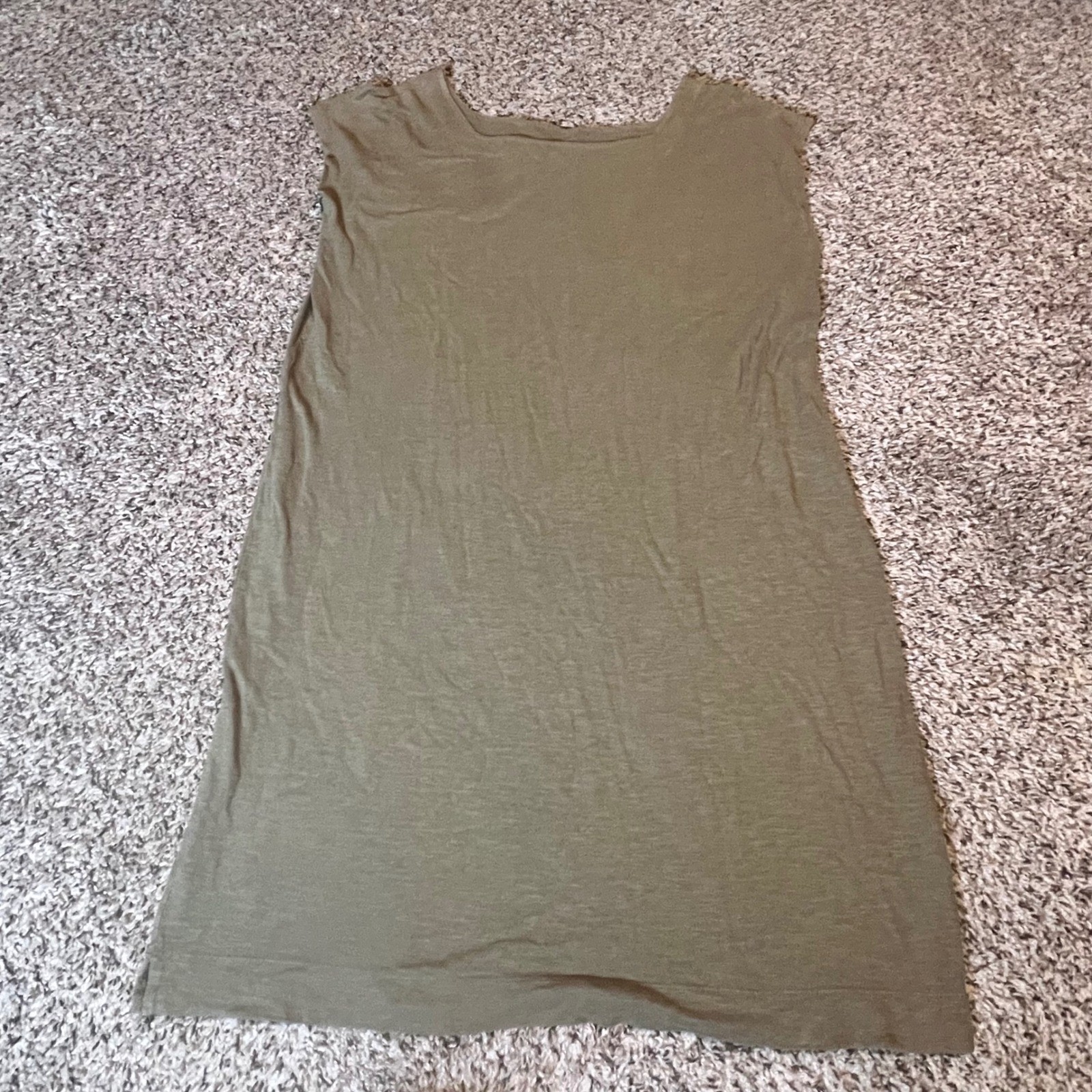Eileen Fisher Hemp Organic Cotton Shift Dress Olive Green S17HOC