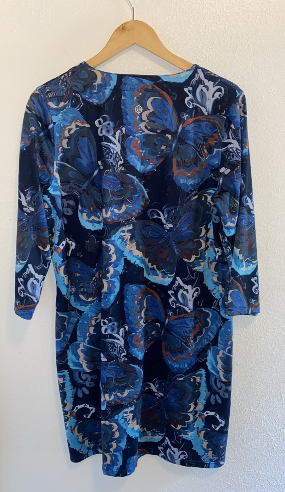 LIGHT BARE CottageCore Blue Butterfly Print Dress UPF+50-Large