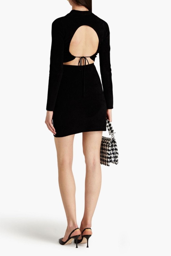 Sandro dress black backless size 38 women’s short sleeve shift dress mini SFPRO02676