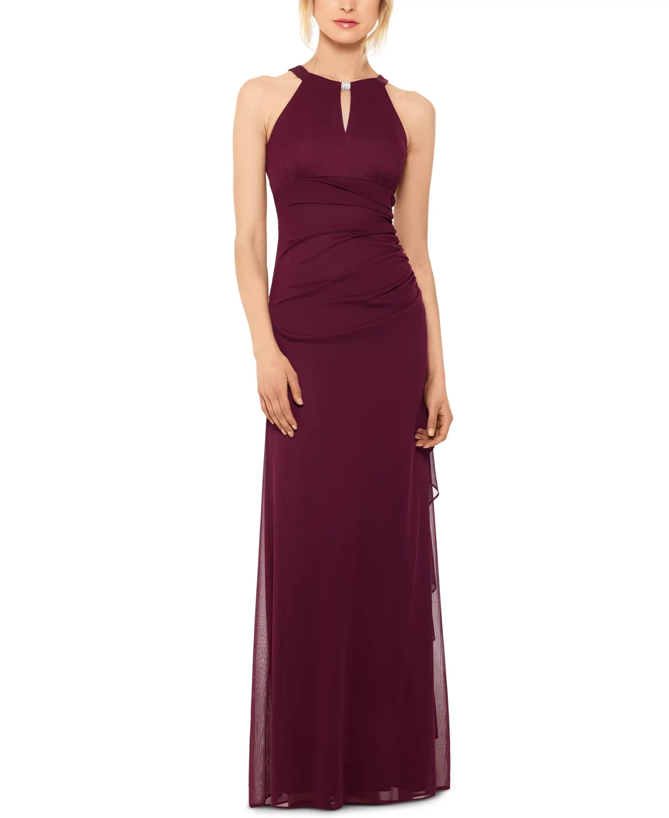 B&A By Betsy and Adam Ruched Halter Gown – Garnet – 8 NEW Msrp $119 Q17