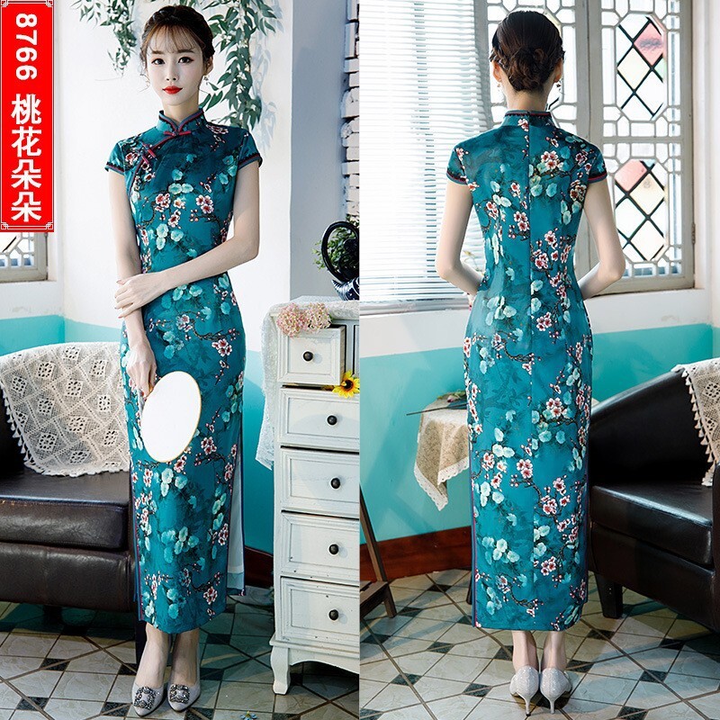 Long Cheongsam Fashion Improved Chinese Style Dress Slim Daily Cheongsam