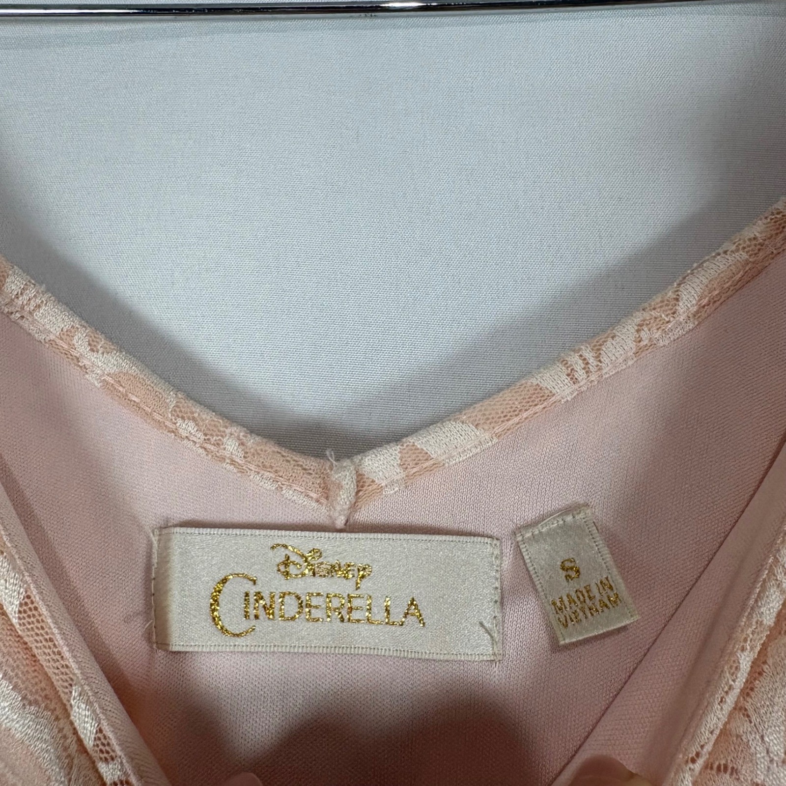 Disney Cinderella Pink Floral Lace Ruffle Back Fit & Flare Dress Small RN111503