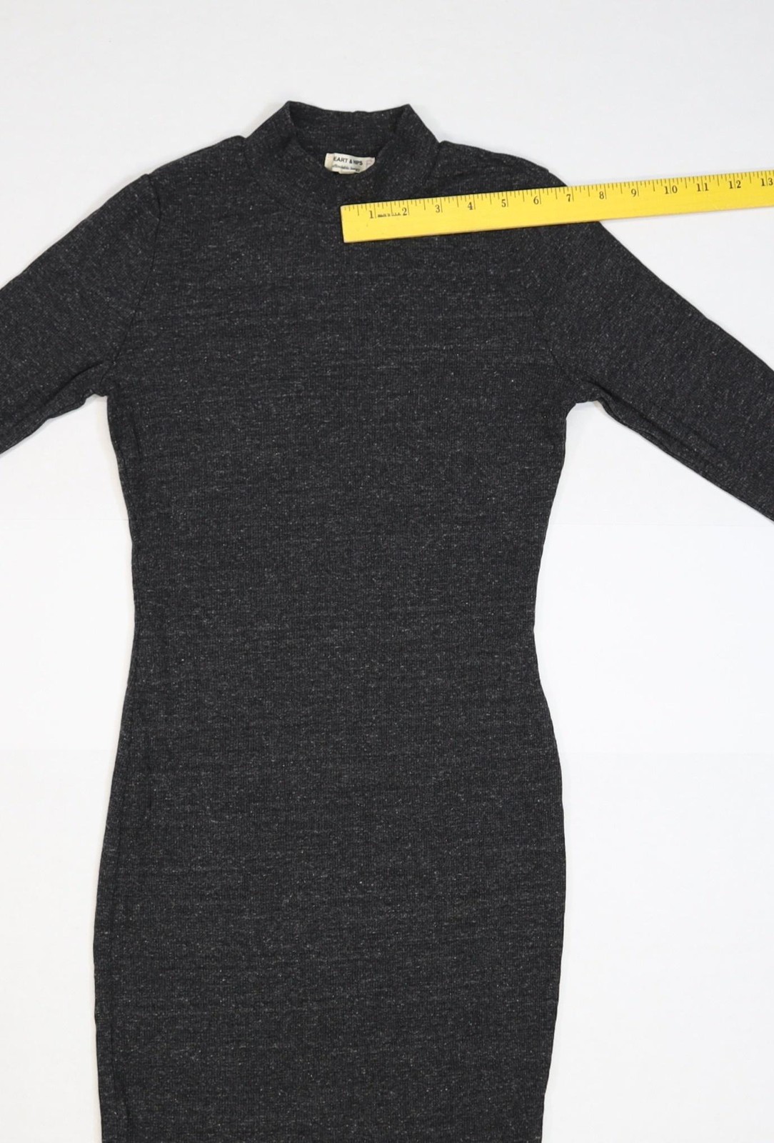 Heart & Hips Dress Womens Small Charcoal Gray Mock Neck Long Sleeve Bodycon