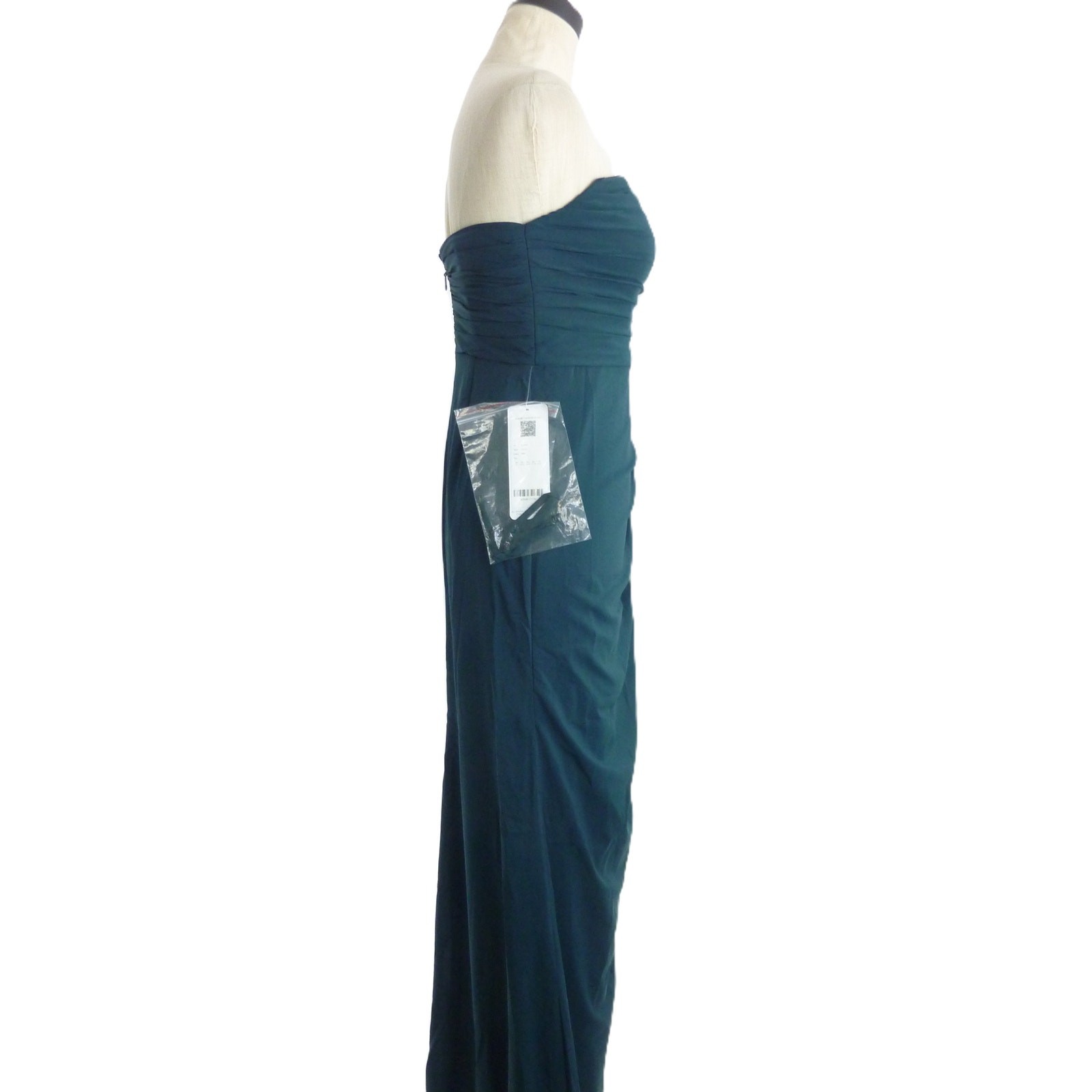NWT Azazie Pine Sheath Square Neckline Pleated Stretch Chiffon Convertible Dress