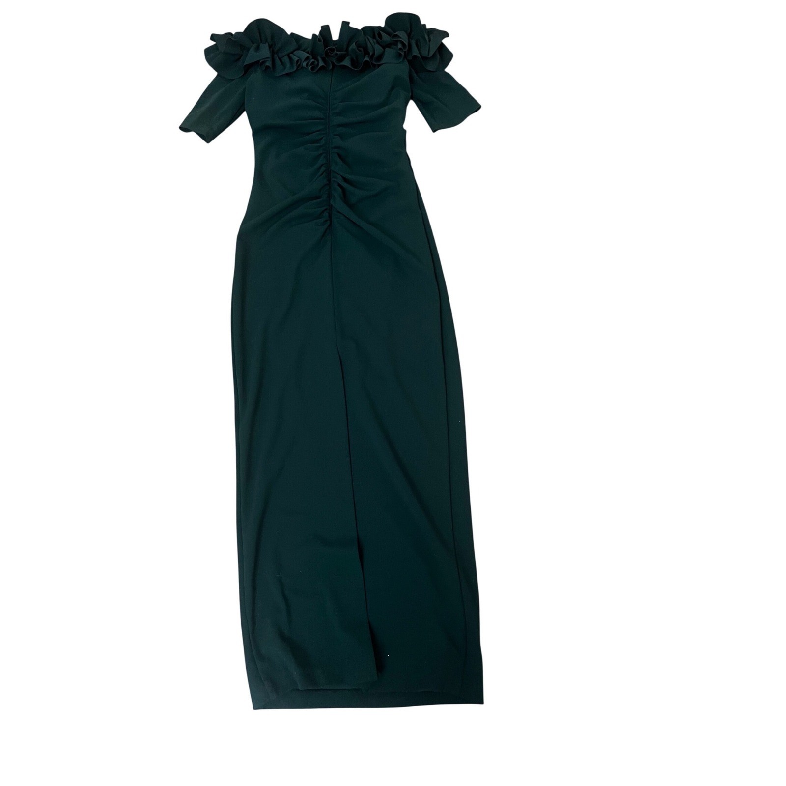 XSCAPE Pine Green Off the Shoulder Ruffle Evening Gown 8P 3856XP