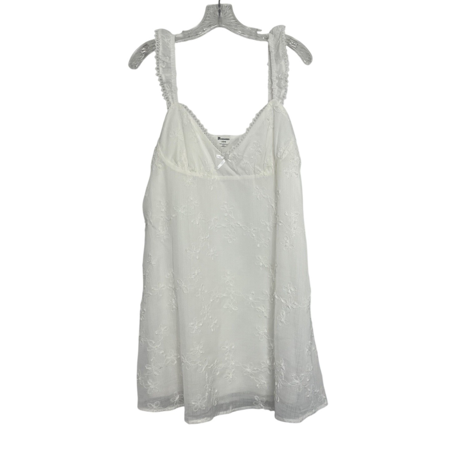 No Boundaries Ruffle Strap Mini Dress Lace Large White New Sundress
