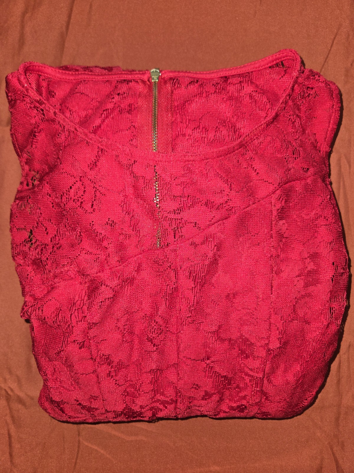 Roz&Ali Red Lace Sleeveless A-Line Floral Dance