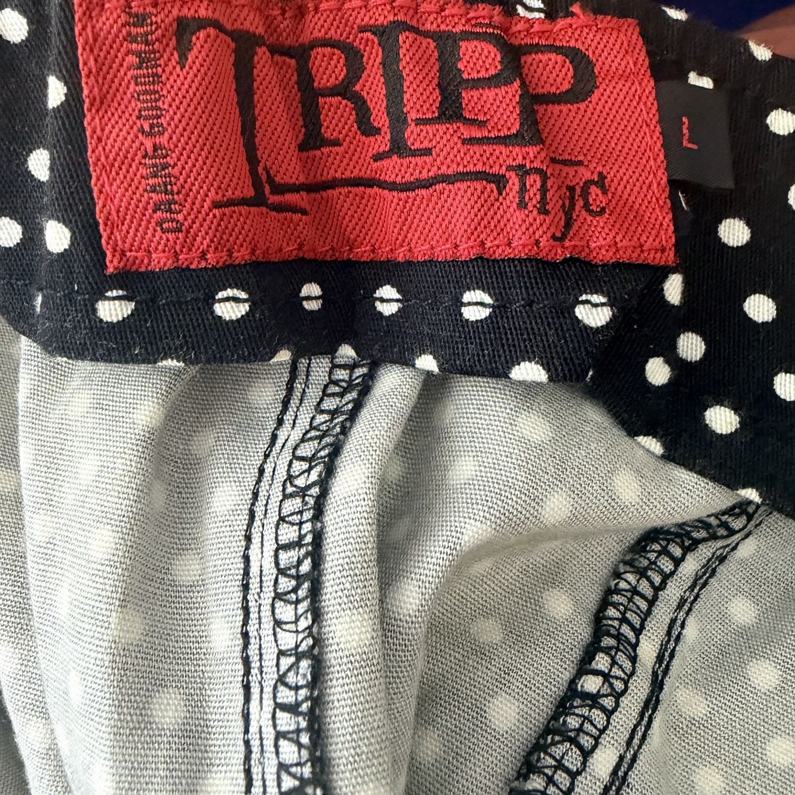 Vintage TRIPP NYC L Black Polka Dot Corset Lace Up Back Tulle Dress y2k Goth