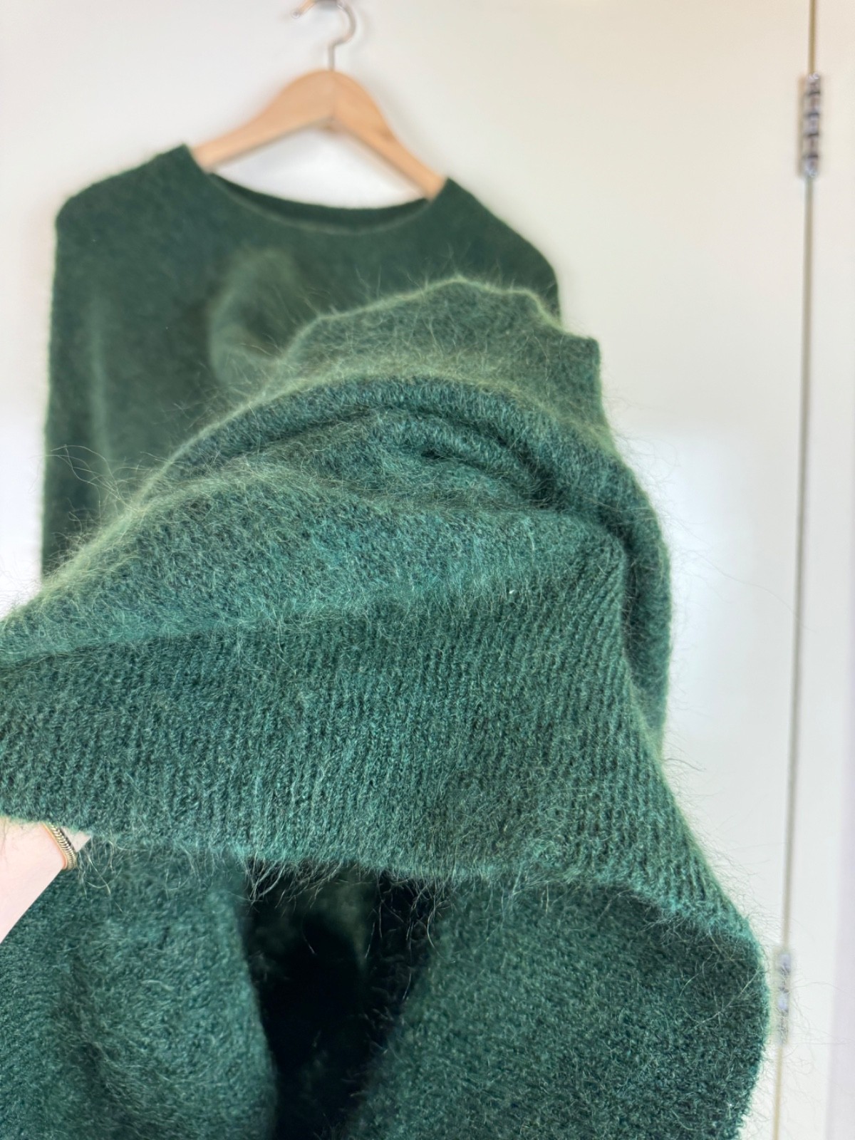 AMERICAN VINTAGE Mohair Wool Fluffy Maxi Sweater Dress Jumper Gown Green M/L
