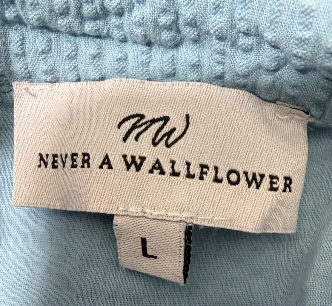 Never A Wallflower High Neck Midi Dress Seersucker Blue XL $354