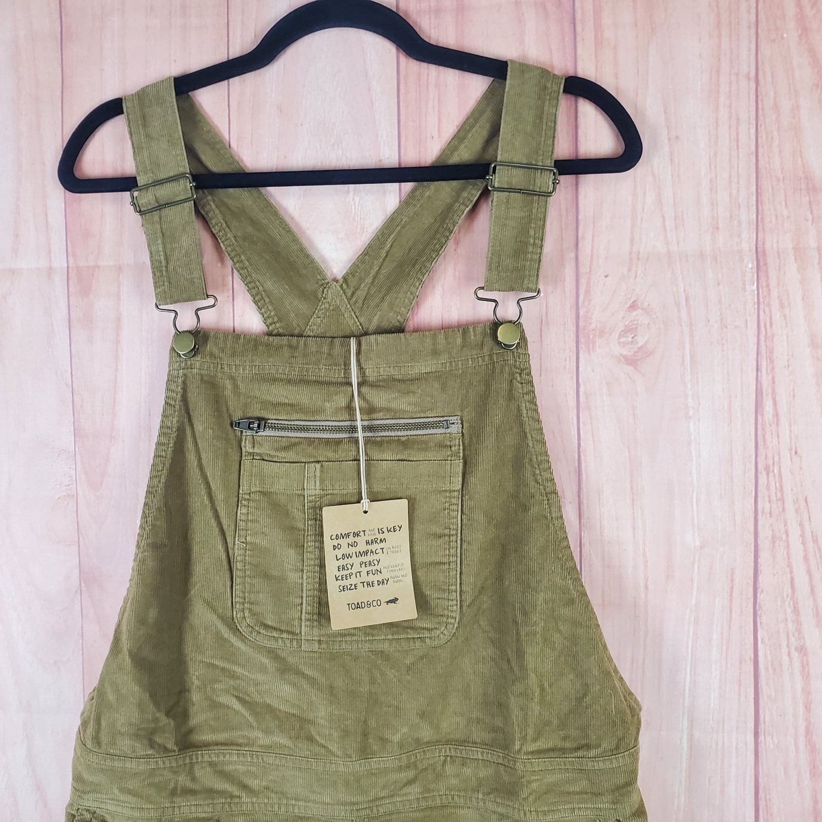 Toad & Co Dress Bib Jumper Womens XL Brown 100% Cotton One Chest Pocket Pull On
