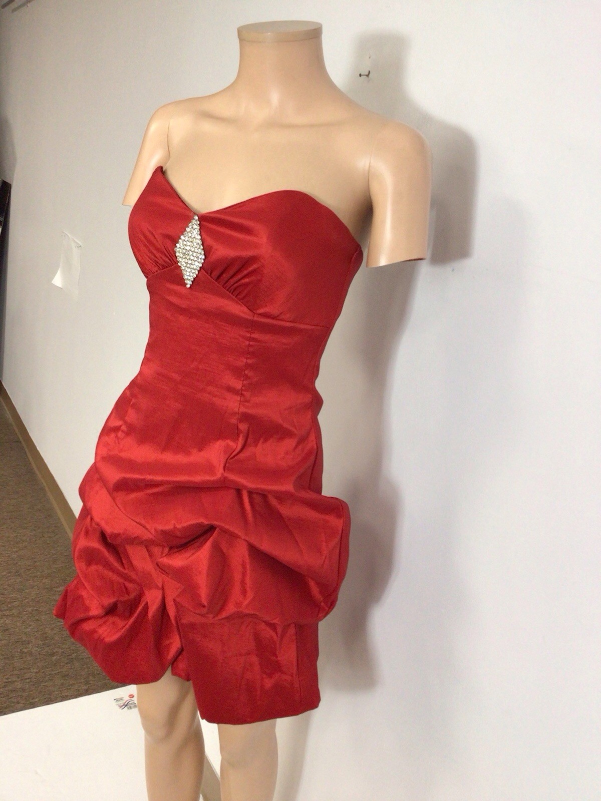 Gunne Sax for Jessica McClintock Red Cocktail Dress Strapless Party Womens 7