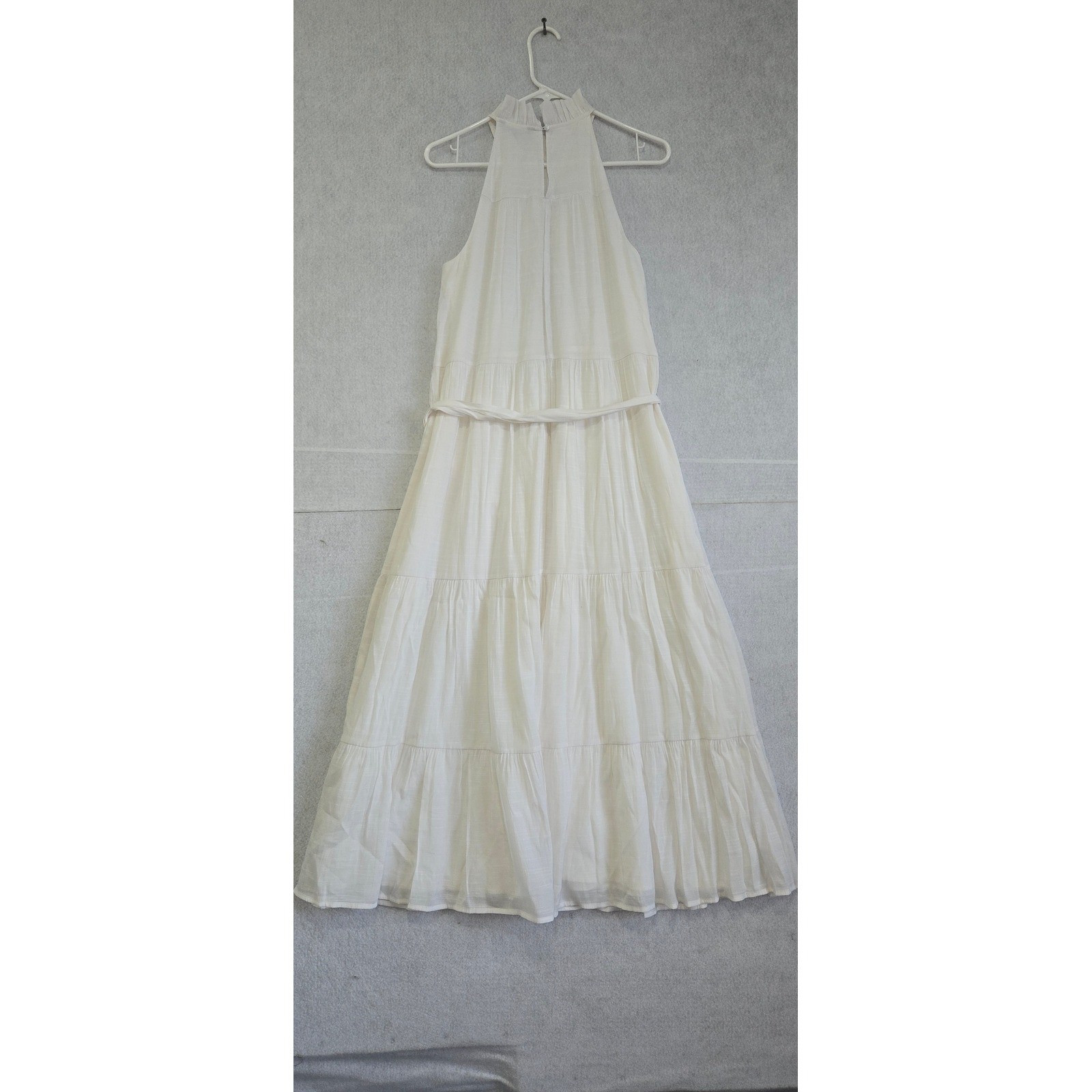 Banana Republic cream Halter Tiered Maxi Dress Textured Cotton Size S